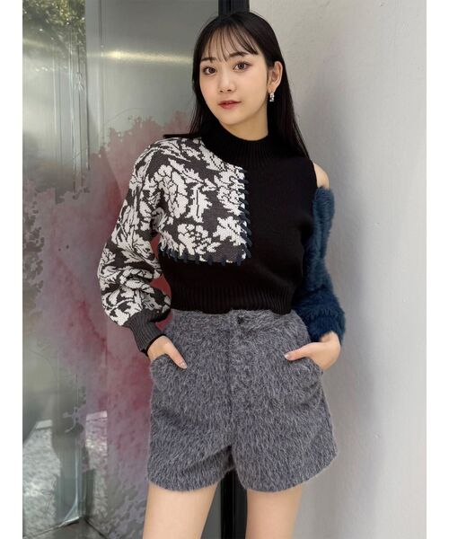 MURUA（ムルーア） ニット セーター ショルダーフラワーシャギーニット