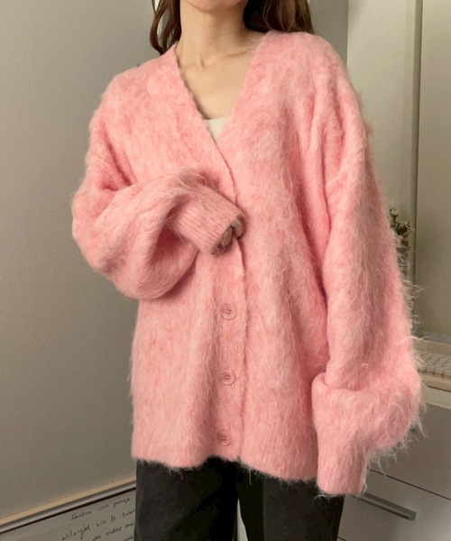 カーディガン シャギーオーバーサイズニットカーディガン「NOUA