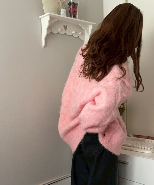 カーディガン シャギーオーバーサイズニットカーディガン「NOUA