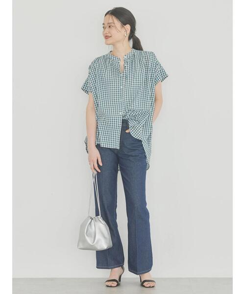 「AMERICAN HOLIC」 半袖ブラウス M グリーン系その他5 レディース_画像7