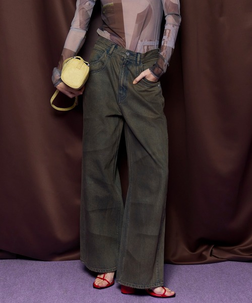 ワイドパンツ ジーンズ デニム デニムパンツ Double Pocket Mud Denim/ダブルポケットマッドデニム レディース