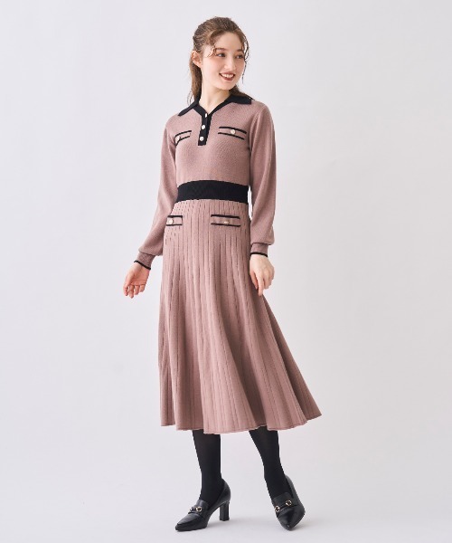 SWINGLE（スウィングル） ワンピース 配色ポロニットワンピース