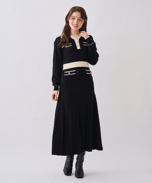 SWINGLE（スウィングル） ワンピース 配色ポロニットワンピース