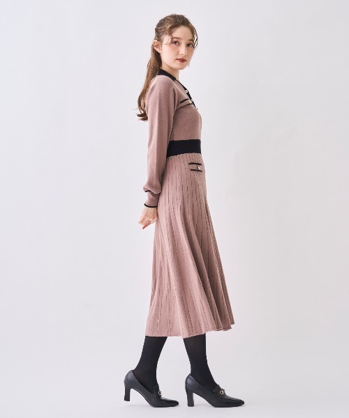 SWINGLE（スウィングル） ワンピース 配色ポロニットワンピース