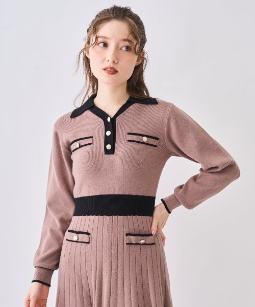 SWINGLE（スウィングル） ワンピース 配色ポロニットワンピース