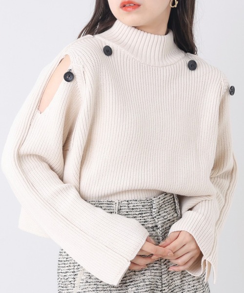 フーズフーチコ ニット Chico（チコ） ニット セーター 「新色追加/2WAY」ブローチ付きVネック