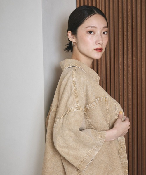 ブラウス シャツ デニムBIGショートシャツ/SS　639529 レディースの画像