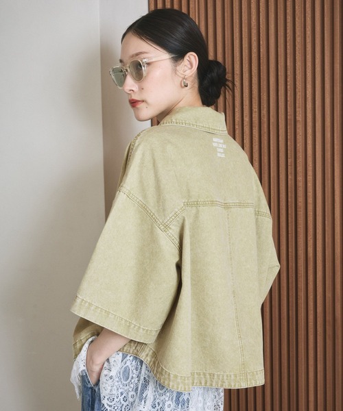 ブラウス シャツ デニムBIGショートシャツ/SS　639529 レディースの画像