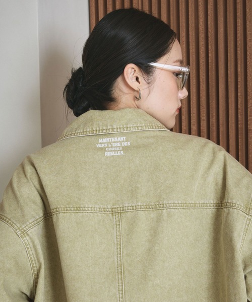 ブラウス シャツ デニムBIGショートシャツ/SS　639529 レディースの画像