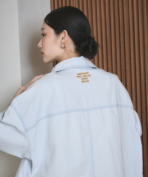 ブラウス シャツ デニムBIGショートシャツ/SS　639529 レディースの画像