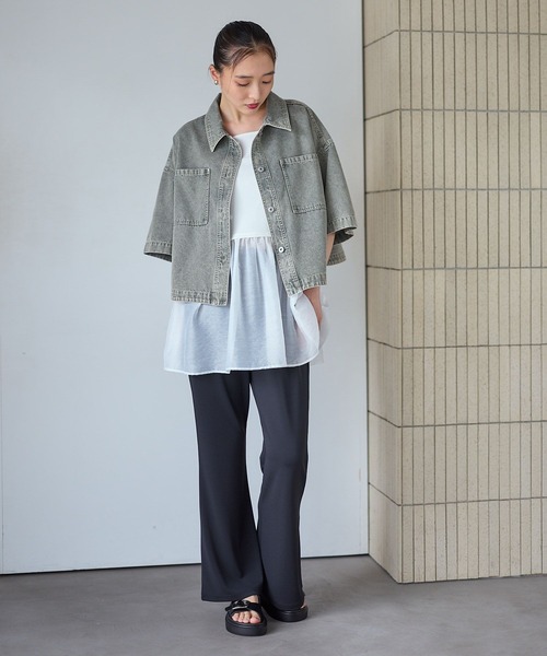 ブラウス シャツ デニムBIGショートシャツ/SS　639529 レディースの画像
