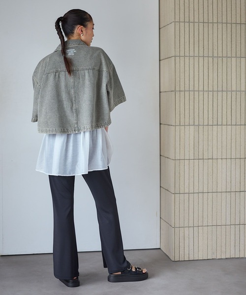 ブラウス シャツ デニムBIGショートシャツ/SS　639529 レディースの画像