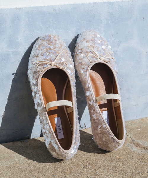 「EVOL」 フラットパンプス 24.0cm シルバー レディース_画像2