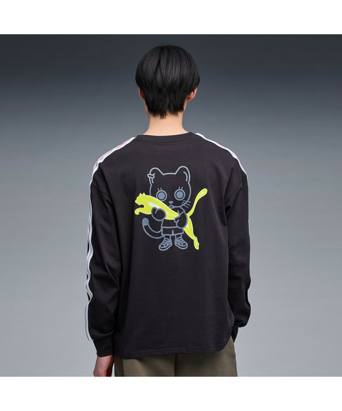 PUMA 長袖シャツ ブラック/マルチカラー PUMA（プーマ） tシャツ ユニセックス NEKO-san FP MX 長袖 Tシャツ