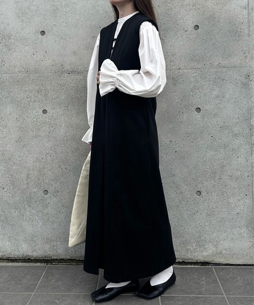 「junoah」 ノースリーブワンピース MEDIUM ライトベージュ レディース_画像4