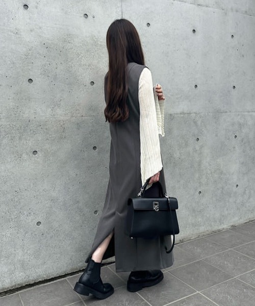 「junoah」 ノースリーブワンピース MEDIUM ライトベージュ レディース_画像7