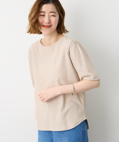 Petit Honfleur（プチオンフルール） tシャツ 半袖 サッカーストライプ