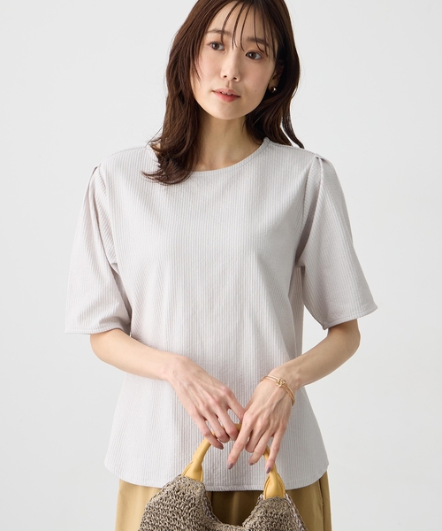 Petit Honfleur（プチオンフルール） tシャツ 半袖 サッカーストライプ