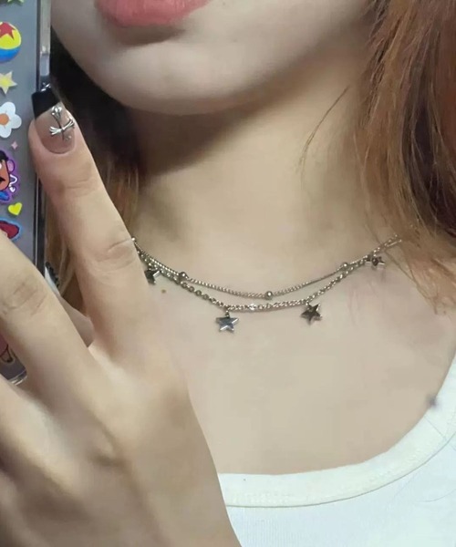 UP START ネックレス 「456864」Y2Kスター2連ネックレス(RO