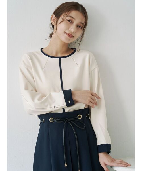 「TONAL」 長袖ブラウス MEDIUM ネイビー レディース_画像2