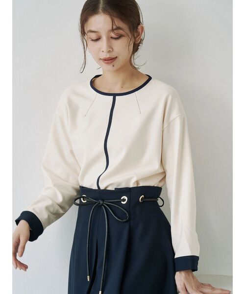 「TONAL」 長袖ブラウス MEDIUM ネイビー レディース_画像3