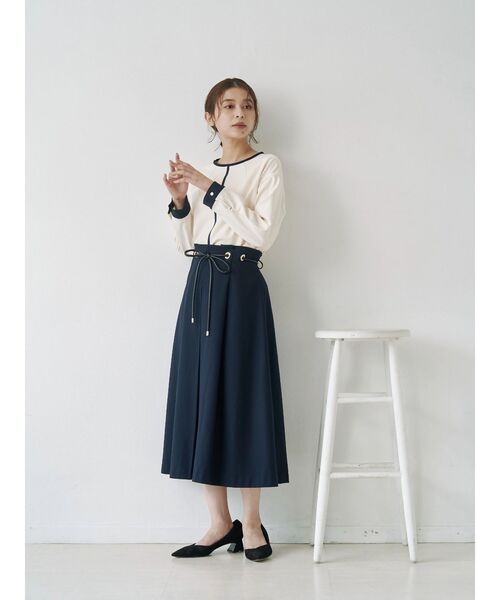 「TONAL」 長袖ブラウス MEDIUM ネイビー レディース_画像5
