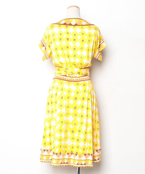 「DIANE von FURSTENBERG」 半袖ワンピース 0 イエロー レディース_画像2