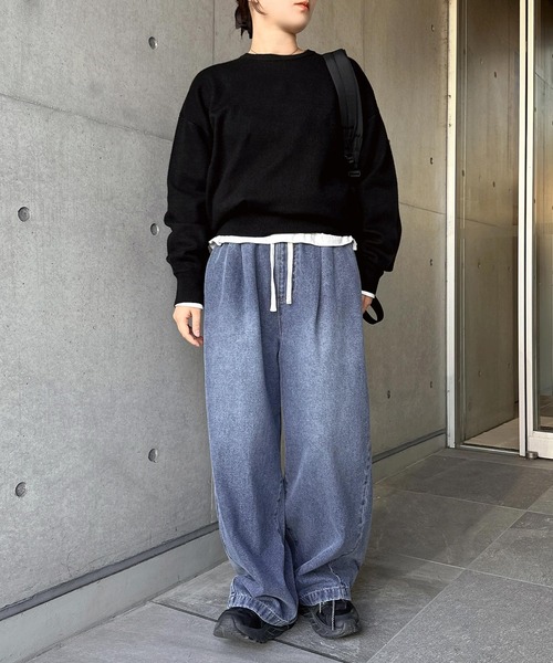 「andme」 「alma design」デニムパンツ L ライトブルー レディース_画像3