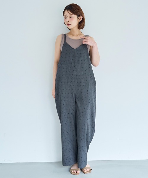 サロペット・オーバーオール・オールインワン MEER. V NECK JUMPSUIT /GRY mil（ミル） サロペット オーバーオール Vネック サロペット / 無地