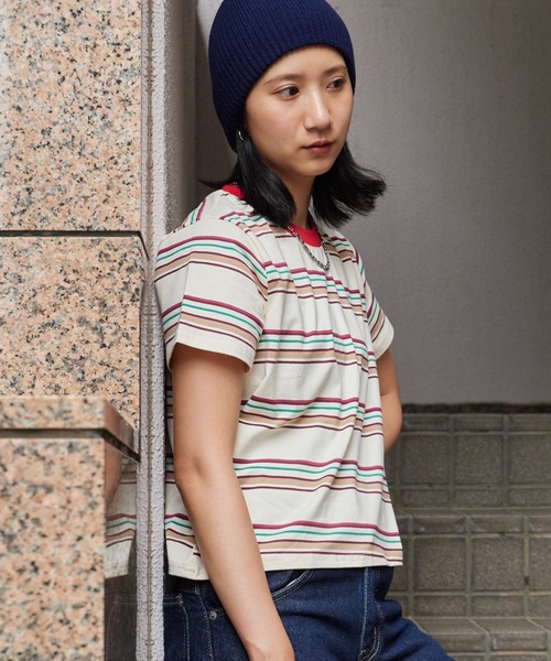Chick tシャツ 半袖 Multi-Border Color Rib Cropped T-Shirt / マルチ