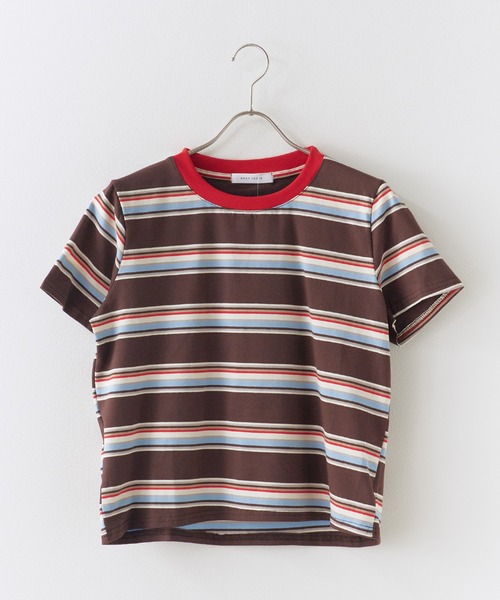 Chick tシャツ 半袖 Multi-Border Color Rib Cropped T-Shirt / マルチ