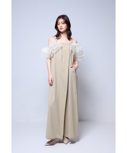 美品 niana ニアナ パンツドレス L ゆったり 大きい パーティー 結婚式 niana（ニアナ） パーティードレス パンツドレス フリルラップ