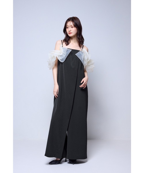 マタニティ【サイズL】披露宴　結婚式　パーティドレス【着用1度】niana niana（ニアナ） パーティードレス パンツドレス フリルラップ