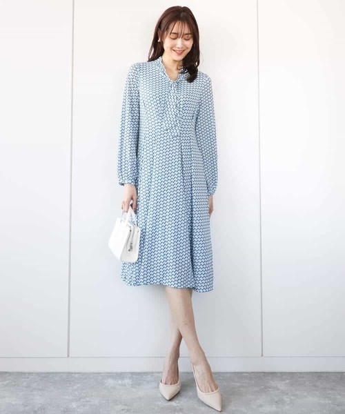 「MK MICHEL KLEIN」 長袖ワンピース 38 ネイビー レディース_画像2