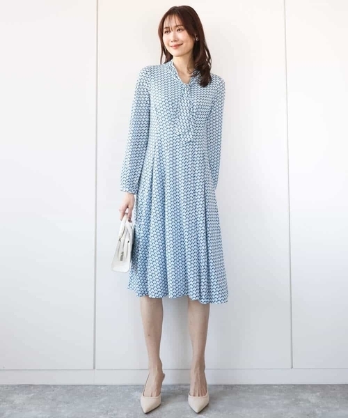 「MK MICHEL KLEIN」 長袖ワンピース 38 ネイビー レディース_画像3