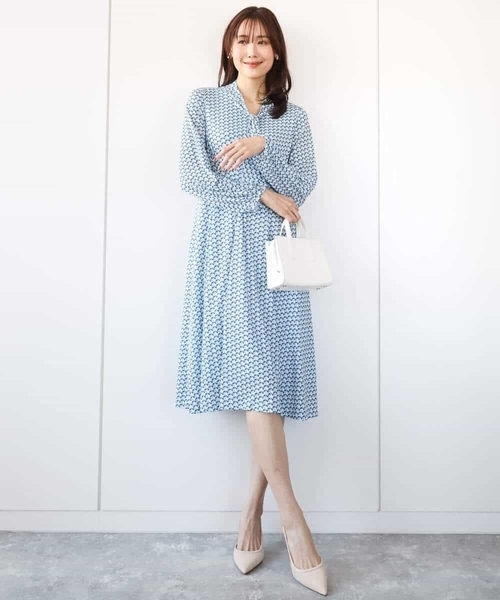 「MK MICHEL KLEIN」 長袖ワンピース 38 ネイビー レディース_画像5