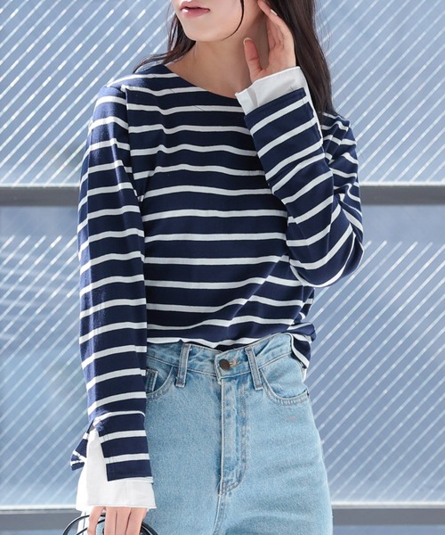 Isn't She？ tシャツ ボーダーシャツレイヤードプルオーバー