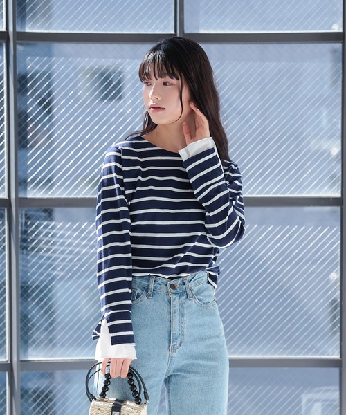 Isn't She？ tシャツ ボーダーシャツレイヤードプルオーバー