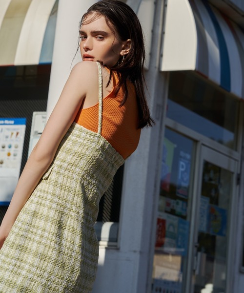 新品 EIMY GOLF セットアップ ミルキーツイード ワンピース イエロー 新品 EIMY GOLF ミルキーツイード ワンピース セットアップ イエロー