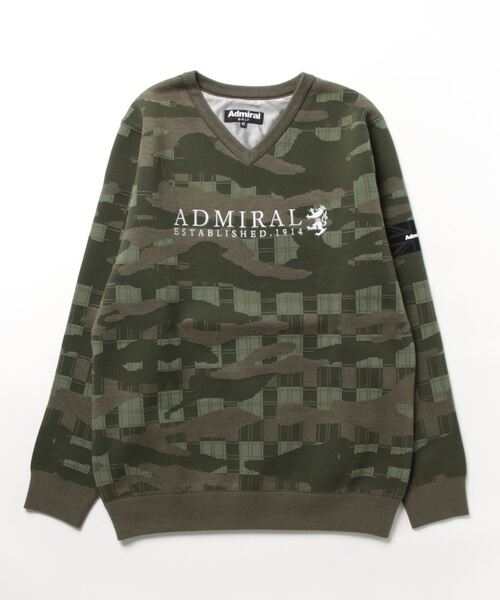 Admiral - [アドミラル ゴルフ] セーター カモフラジャカード 裏地付 Ｖネック ADMA Admiral Golf セーター ニット カモフラジャカード 裏地付 V