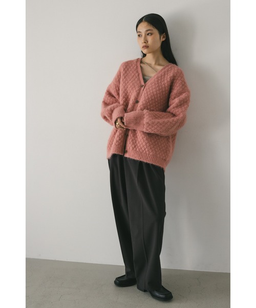 【在庫処分】 STYLEMIXER カーディガン ダイヤパターンニットカーディガン トップス