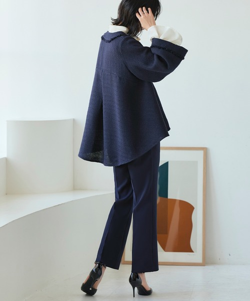 ルイルエブティック RUIRUE BOUTIQUE ツイードバックテールプルオーバー＆セミフレアパンツセットアップ （ブラック） RUIRUE BOUTIQUE ルイルエブティック ツイードバックテールプル