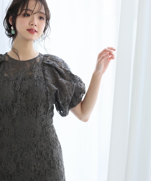 atlo パワーショルダーパーティードレス　結婚式フォーマル PourVous ドレス パワーショルダーセレモニー結婚式 パーティー