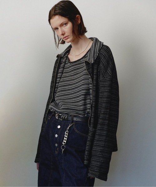JieDa カーディガン CHAIN STITCH KNIT ZIP CARDIGAN メンズ 