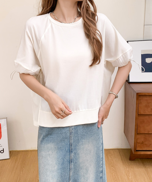 tシャツ 袖ギャザーカットソー レディース CIAOPANIC TYPY tシャツ 袖ギャザーフリルデザインカットソー