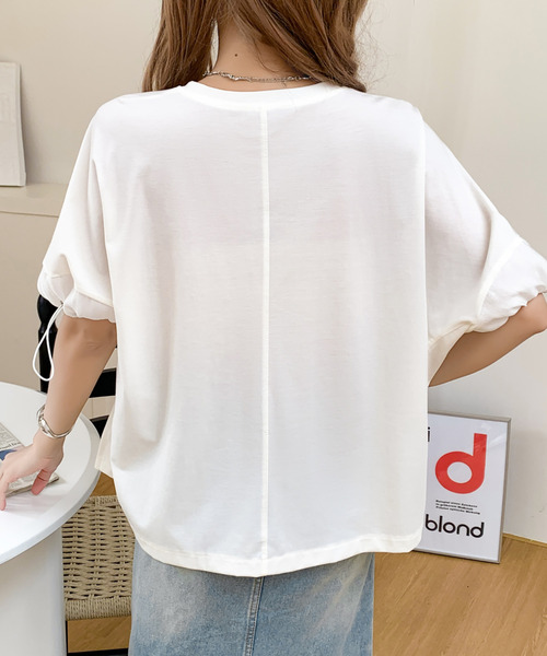 tシャツ 袖ギャザーカットソー レディース 楽天市場】【マラソン 最大70％OFFクーポン 11日9:59迄】袖