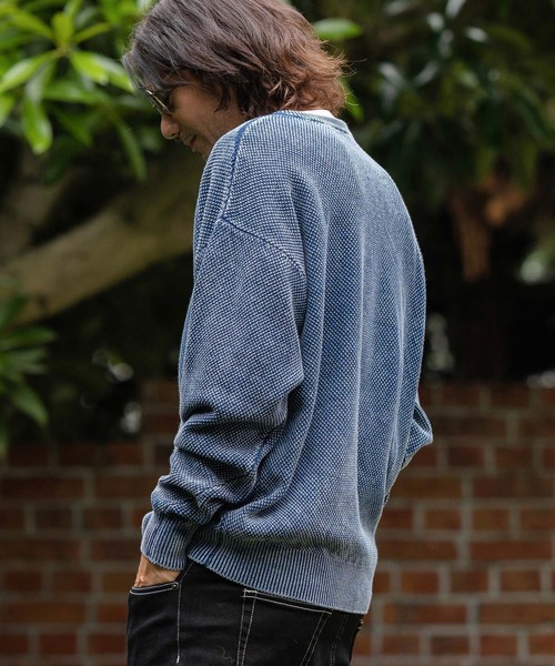 ニット/セーター 8100 Crew Neck Cotton Knit Pullover KAMIYA ニット メンズ レディース Distressed Knit Pullover G11PO031