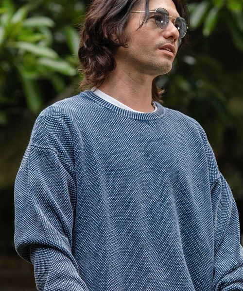 ニット/セーター 8100 Crew Neck Cotton Knit Pullover CAMBIO（カンビオ） セーター ニット mn2981-Stonewashed Waffle Crew