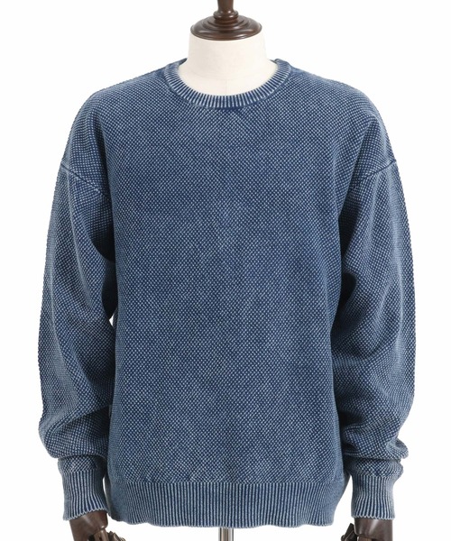 ニット/セーター 8100 Crew Neck Cotton Knit Pullover KAMIYA ニット メンズ レディース Distressed Knit Pullover G11PO031