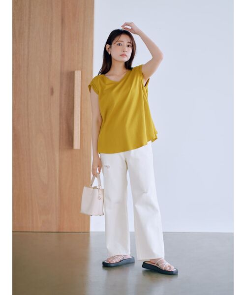 tシャツ ドロストスリーブカットトップス「低身長・小柄女性」 レディース tシャツ ドロストスリーブカットトップス「低身長・小柄女性